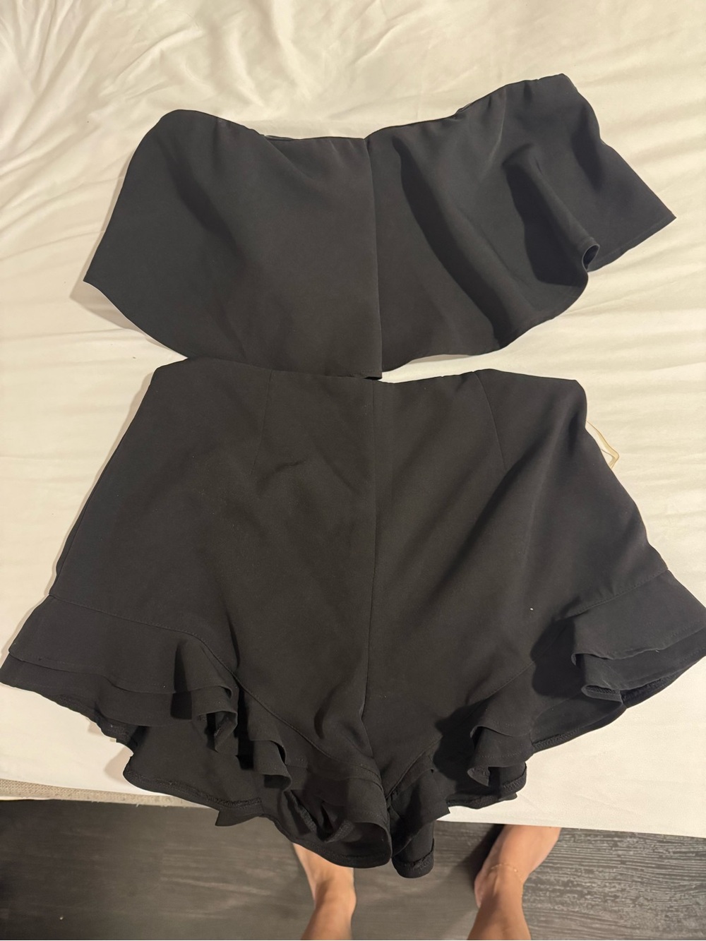 Black Ruffle Hem Women’s Shorts - Stylish High-Waist